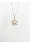 Vintage White Opal Stone Detailed Sun Necklace with Zircon Stone, Stainless Steel Necklace - 4