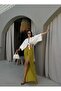 Oil Green Slit Detailed Muslin Trousers 29231 - 4