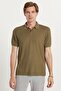 Men's Slim Fit Slim Fit Viscose Fabric Patterned Plain Pique Buttonless Khaki Polo Neck T-Shirt - 4