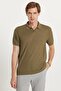 Men's Slim Fit Slim Fit Viscose Fabric Patterned Plain Pique Buttonless Khaki Polo Neck T-Shirt