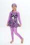 Beaded Girl's Stylish Swimsuit with Skirt Detail