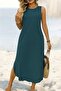 Women's Skirt Oval Sleeveless Viscose Midi Length Dress - 2