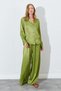 Oil Green Rubber Waist, Draped Satin Palazzo Pants |   Ek1006618511 - 6