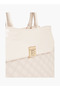 Quilted Tote Bag with Detachable Strap and Zip Closure - W 29 x H 22 x D 12.5 cm - 4