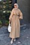 Balloon Sleeve Tie Hijab Dress Sand Beige - 2