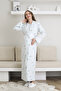 Postpartum Long Nightgown and Robe Maternity Set 6-Button Nursing and Suitable for Modest Wear - 7