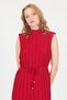 Red Chiffon Sleeveless Pleated Waist Tie Midi Dress 118 - 3