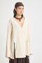 Ecru Slit Detailed Tie-Up Long 100% Cotton Kimono 29211 - 7