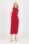 Red Chiffon Sleeveless Pleated Waist Tie Midi Dress 118 - 7