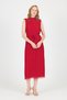Red Chiffon Sleeveless Pleated Waist Tie Midi Dress 118 - 2