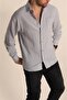 Smoked Oversize Seersucker Linen Single Pocket Men's Shirt 267166 - 5