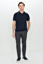 100% Cotton Standard Fit Normal Cut Polo Neck Knitwear Navy Blue T-Shirt