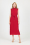 Red Chiffon Sleeveless Pleated Waist Tie Midi Dress 118 - 6