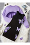 Kids Butterfly Printed Dress & Winter Crop 2 Piece Set