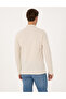 Beige Slim Fit Non-Curling Zip Polo Collar Basic Pique Sweatshirt 50314046-VR011 - 5
