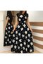 Women's Short Sleeve Crew Neck Floral Print Maxi Knit Crepe Dress