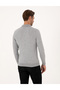 Light Gray Melange Regular Fit Polo Neck Zippered Sweater 50315729-Vr091 - 5