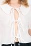 White Tie Detail Baby Collar Crop Blouse 8064 - 4