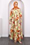 Mint Half Button Skirt Layered Patterned Dress