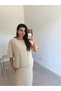 Beige Pocket Detailed Skirt Linen Suit - 5