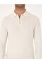 Ecru Regular Fit Polo Neck Zippered Knitwear Sweater 50315729-Vr019 - 6