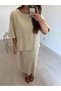Beige Pocket Detailed Skirt Linen Suit - 3