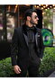 Men's Italian Style Slim Fit Shawl Lapel Tuxedo Groom Suit Jacket Vest Pants with Bow Tie-Black - 3