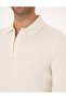 Ecru Regular Fit Polo Neck Zippered Knitwear Sweater 50315729-Vr019 - 7