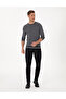 Light Gray Melange Slim Fit Crew Neck Wool Blend Sweater 50315712-Vr091 - 4