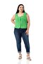 Large Size Button Detailed Pistachio Green Blouse Vest - 5