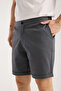 Men's Elastic Waist Buttoned Gabardine Pocket Shorts