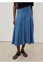 Midi Denim Skirt with Stitching Details
