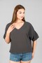 V-neck short sleeve blouse - 3