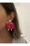 Tulle Detail Flower Earrings Pink - 2