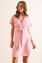 Women's Pink Marta Belted Pocket Mini Woven Shirt Dress Elb-19002503 - 5