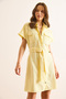 Women's Yellow Marta Belted Pocket Mini Woven Shirt Dress Elb-19002503 - 5