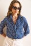 Women's Navy Eyelet Embroidery Detailed Regular Fit Shirt GML-19001373 - 4