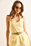 Women's Yellow Modal Halter Neck Trend Crop Blouse Blz-19003073 - 5