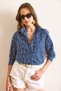 Women's Navy Eyelet Embroidery Detailed Regular Fit Shirt GML-19001373 - 3