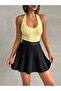 Women's Daffodil Yellow Scuba Halter Neckline Halter Top