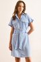 Women's Blue Marta Belted Pocket Mini Woven Shirt Dress Elb-19002503