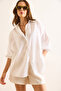 Women's White Textured Flowing Boyfriend Shirt Gml-19001380 - 5