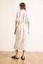 Women's White Polo Neck Elastic Waist Striped Lined Midi Flowy Dress Elb-19002511 - 7