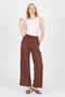 Coffee Cotton Elastic Waist Wide Leg/Loose Leg Trousers 4754A - 7