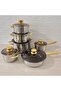 12 pcs Stainless Steel Cooking Pot and Pan Set with Golden Handle - 2
