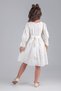 Girl's Brode Dress with Fisto Collar and Bag - Ecru - 3