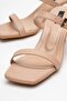 Beige - Thin Strap Buckle Women's Slippers - 3