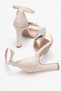 Beige Ribbon Detailed Women's Heeled Shoes - 4