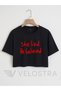 Women's She Lied He Believed Printed Crop