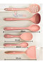 Ivory Heat Resistant Silicone Colander Ladle Spatula Spoon Set (30-28-22-20 cm) 7 Pieces - 7